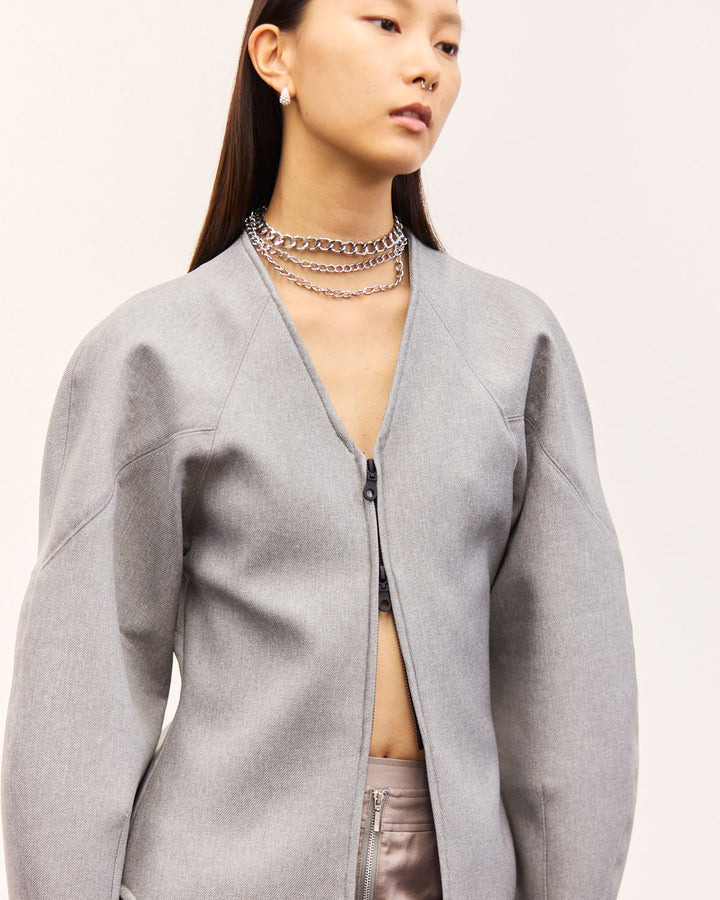 DOUBLE KNIT V-NECK JACKET