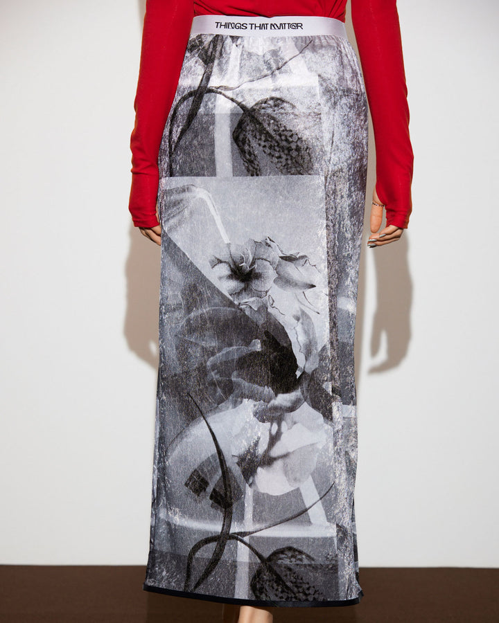 PRE-SENT PRINT VELOUR NARROW SKIRT