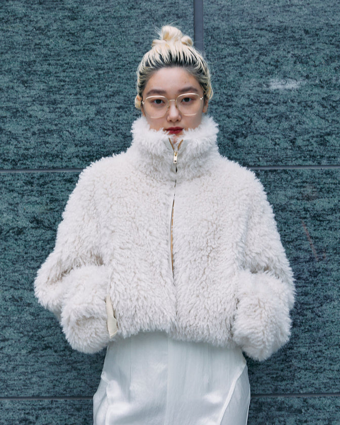 CRIMPED FUR CROPPED BLOUSON