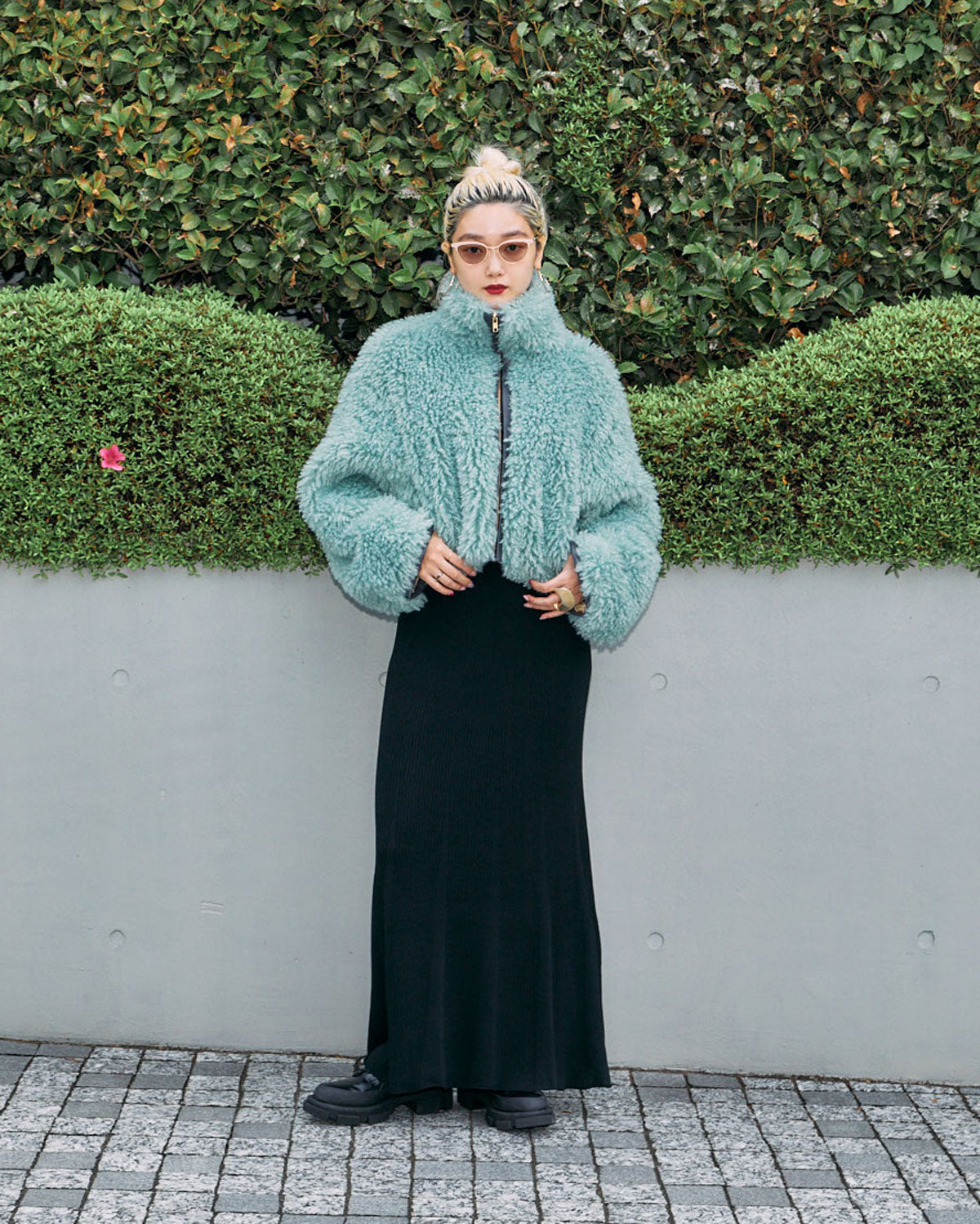 CRIMPED FUR CROPPED BLOUSON