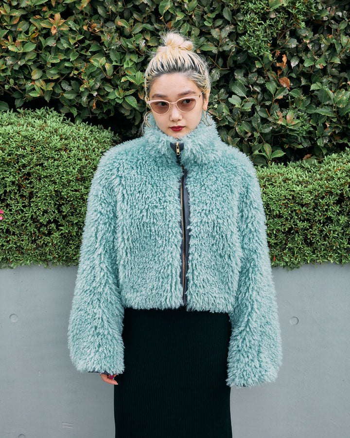 CRIMPED FUR CROPPED BLOUSON