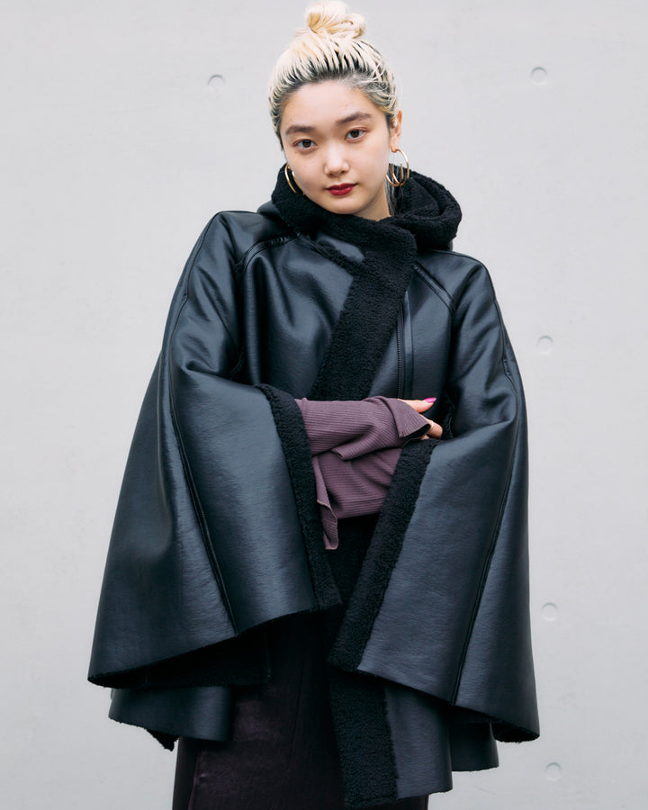 ECO MOUTON PONCHO JACKET