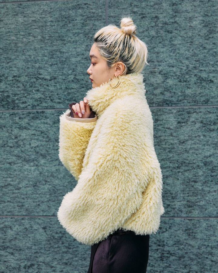 CRIMPED FUR CROPPED BLOUSON