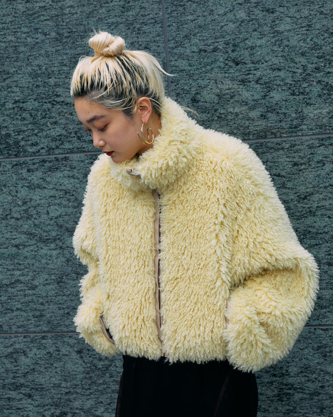 CRIMPED FUR CROPPED BLOUSON