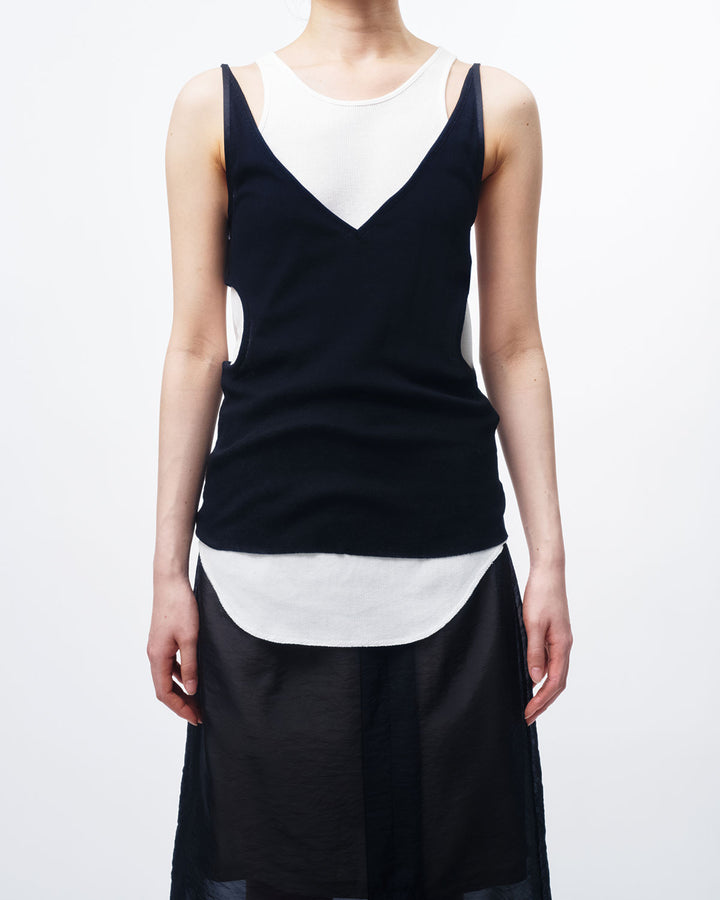 SHEER RIB CAMISOLE & RIB TANKTOPS SET