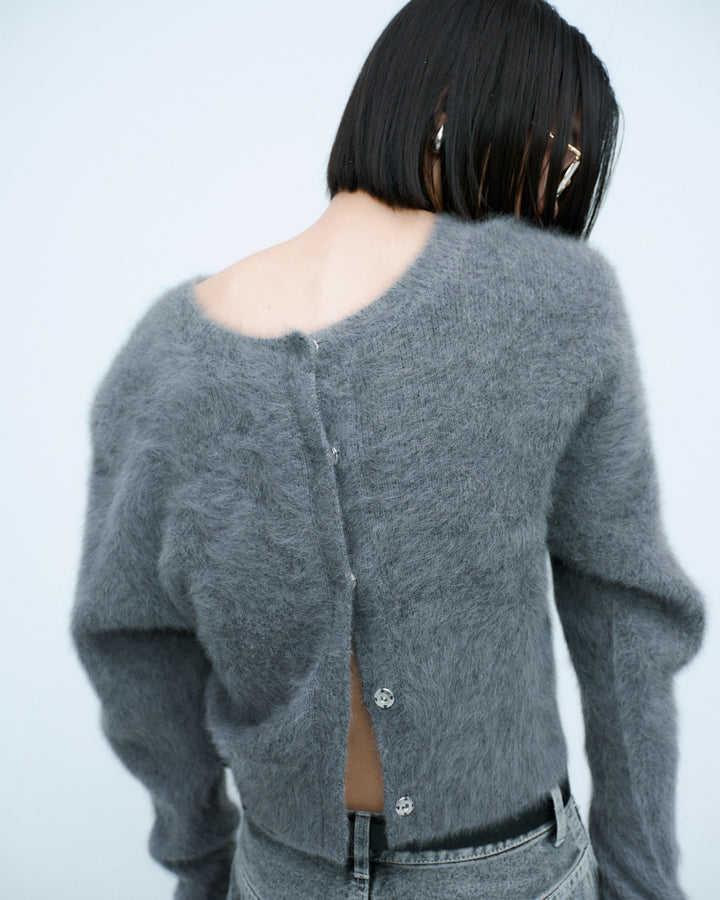 2WAY CROPPED FOX KNIT CARDIGAN