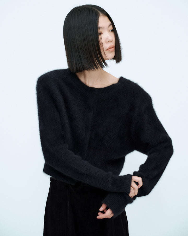 2WAY CROPPED FOX KNIT CARDIGAN