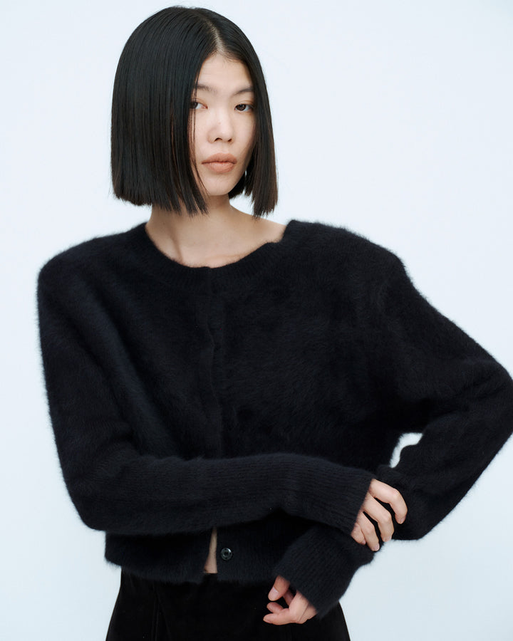 2WAY CROPPED FOX KNIT CARDIGAN