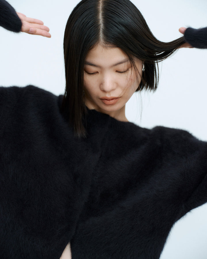 2WAY CROPPED FOX KNIT CARDIGAN