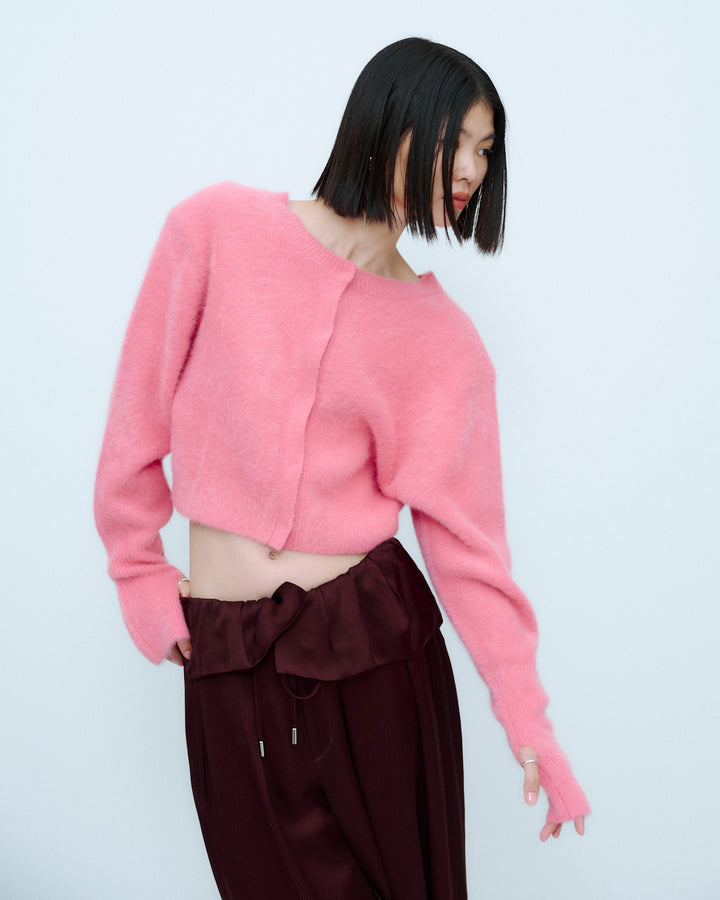 2WAY CROPPED FOX KNIT CARDIGAN