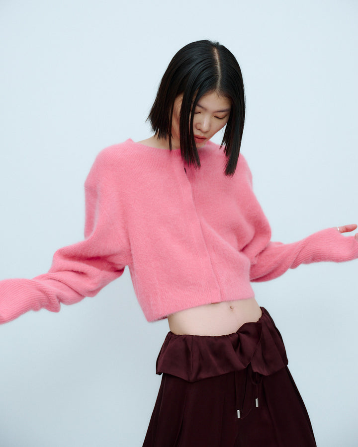 2WAY CROPPED FOX KNIT CARDIGAN