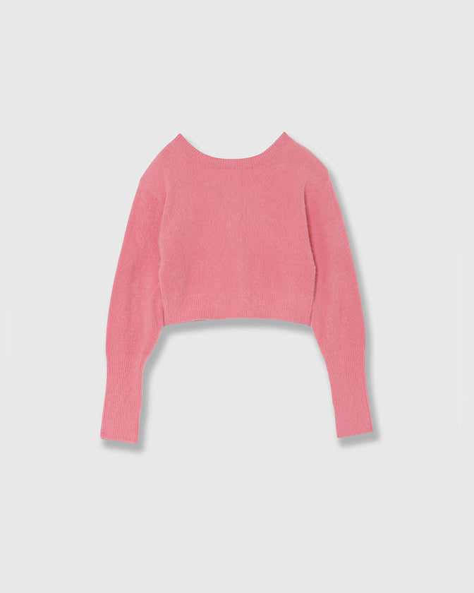 2WAY CROPPED FOX KNIT CARDIGAN