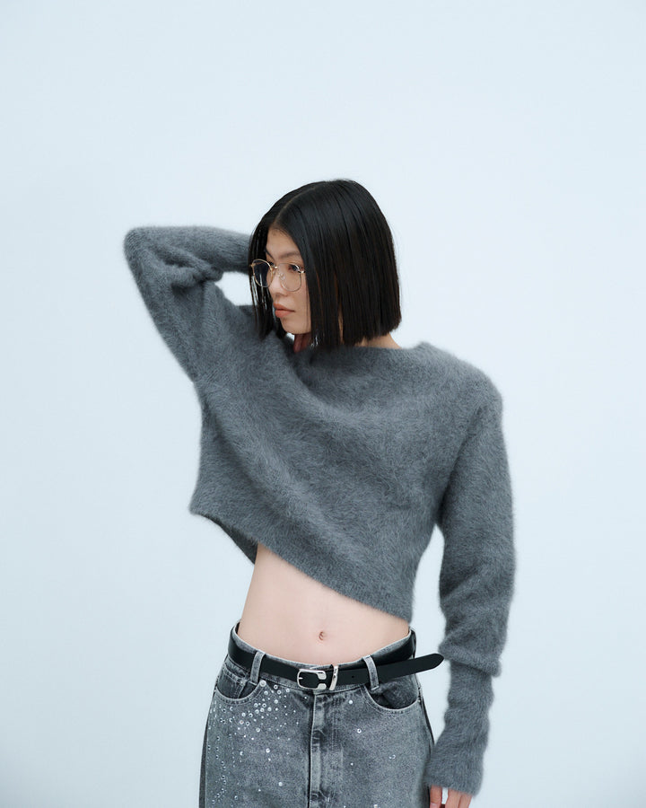 2WAY CROPPED FOX KNIT CARDIGAN