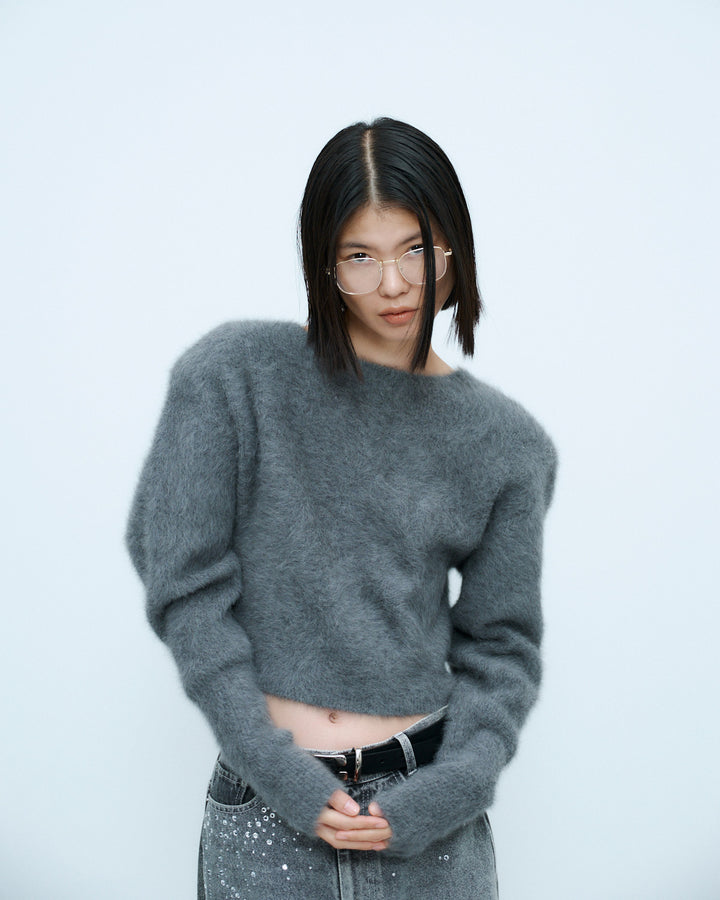 2WAY CROPPED FOX KNIT CARDIGAN