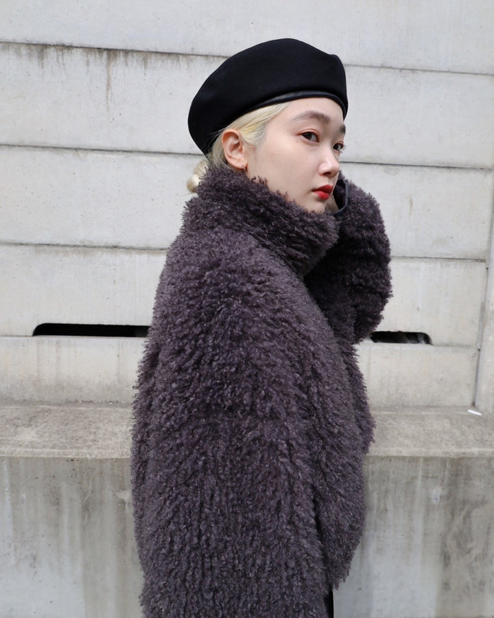 CRIMPED FUR CROPPED BLOUSON