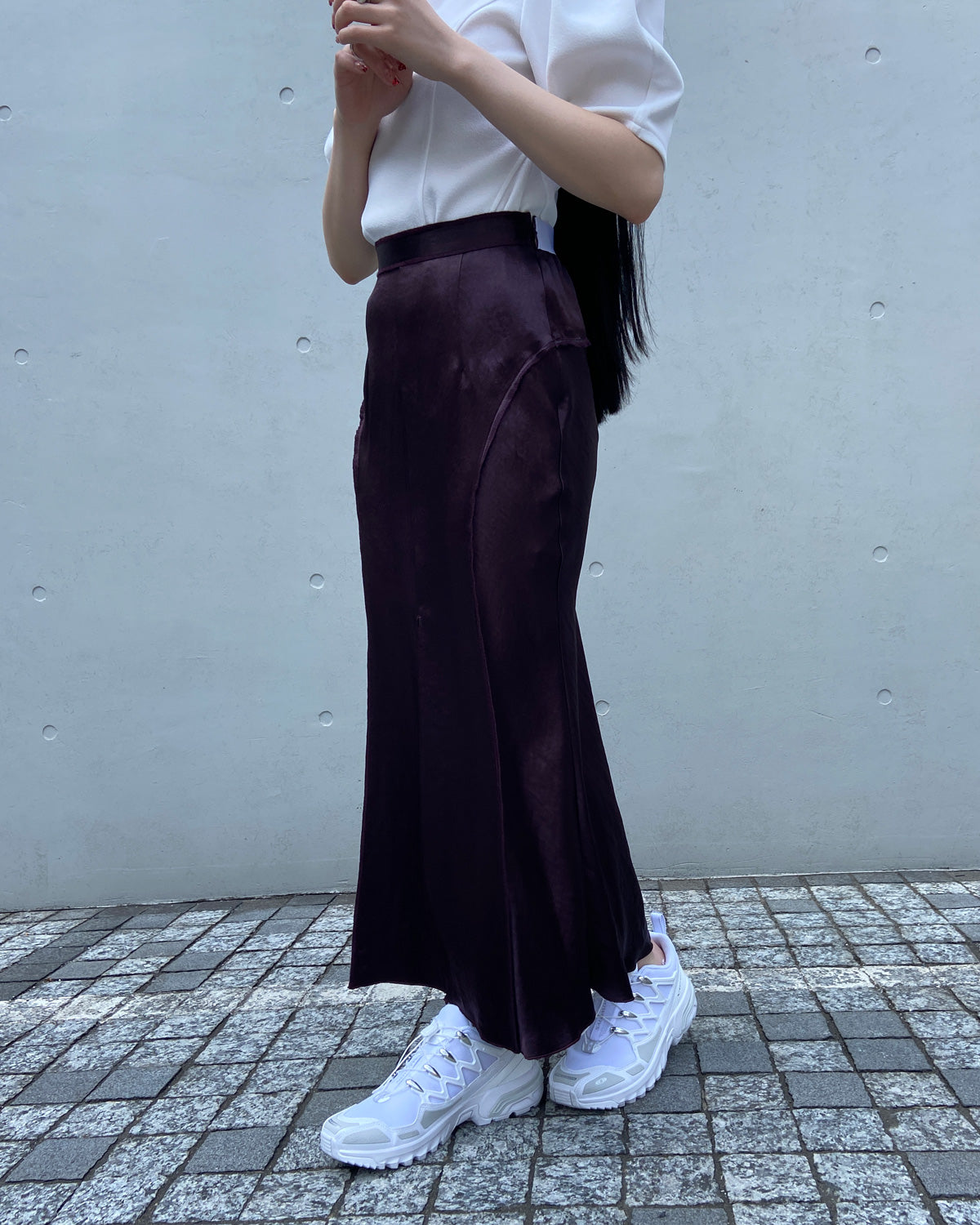 ACETATE SATIN MAXI SKIRT