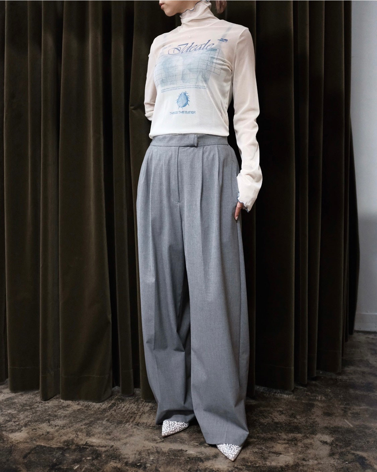 T/R DOUBLE TUCK WIDE PANTS