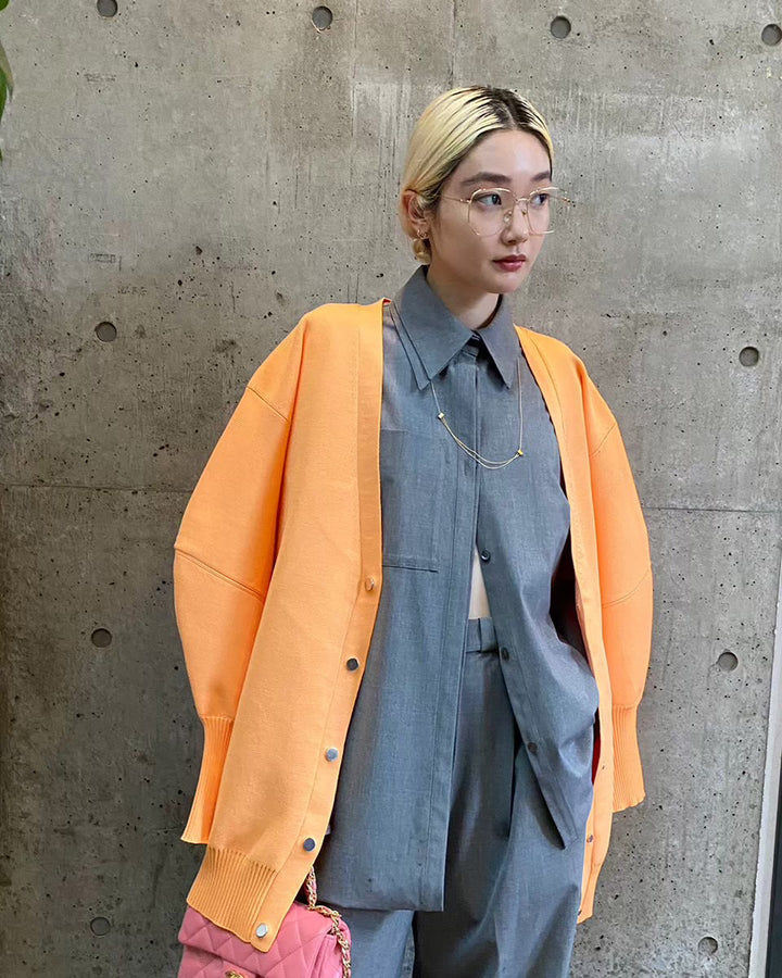 FRONT SNAP BIG KNIT CARDIGAN