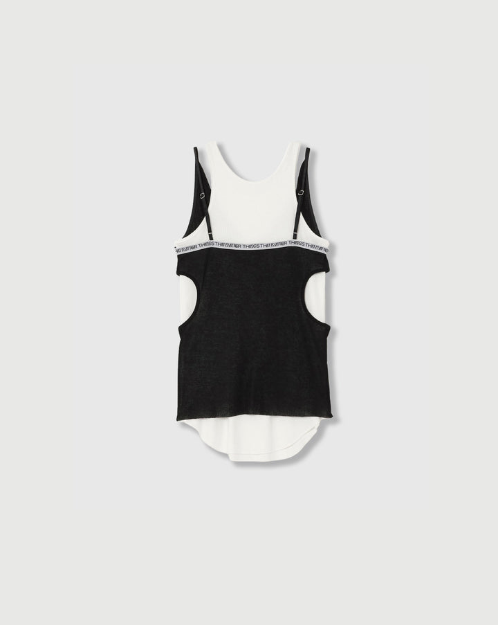 SHEER RIB CAMISOLE & RIB TANKTOPS SET