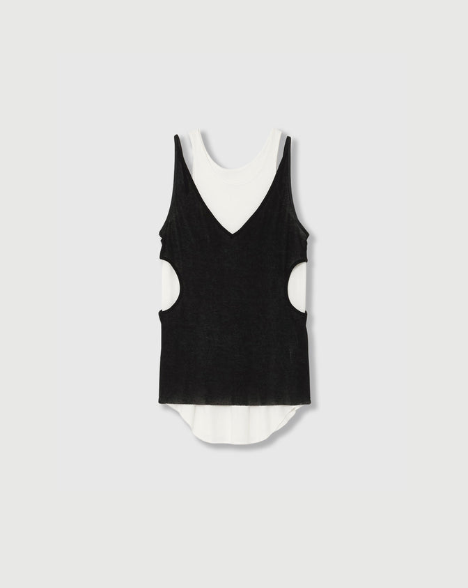 SHEER RIB CAMISOLE & RIB TANKTOPS SET