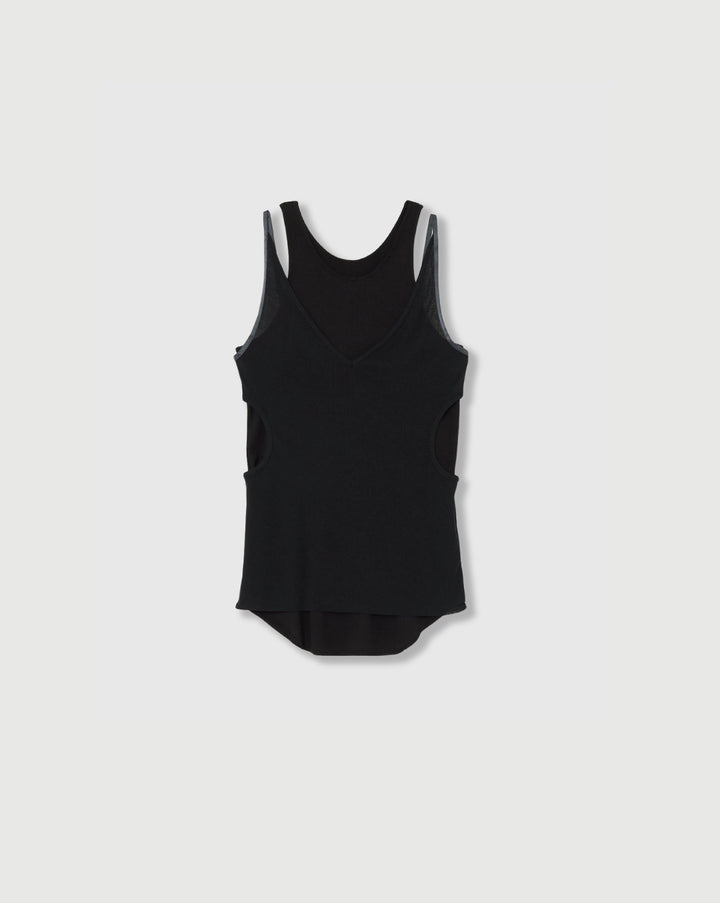SHEER RIB CAMISOLE & RIB TANKTOPS SET