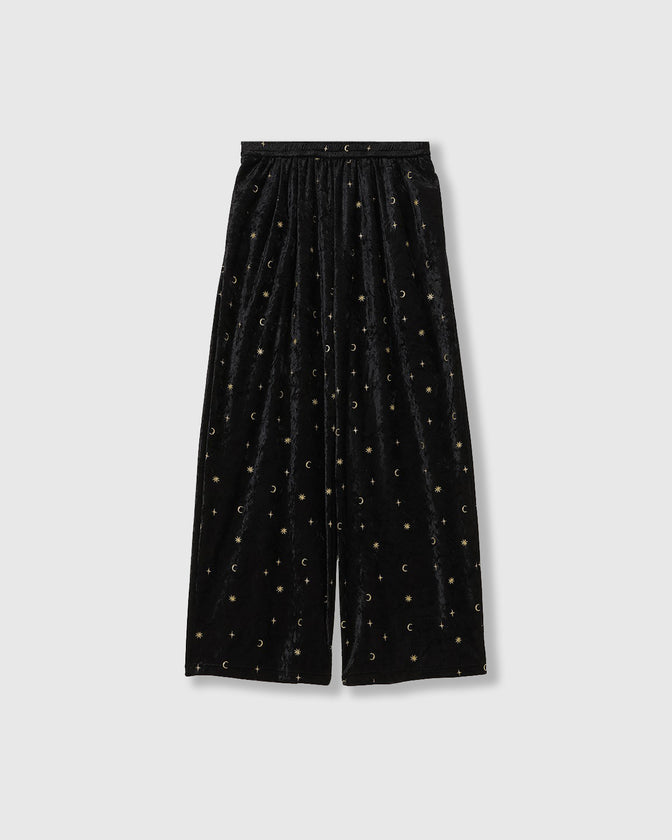STICKER PRINT VELOUR PANTS