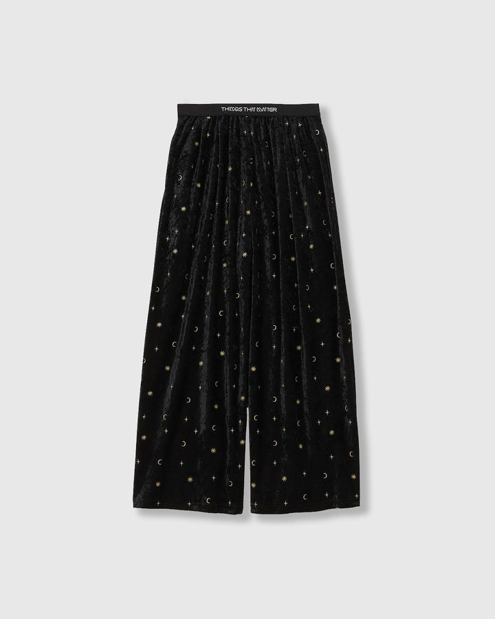 STICKER PRINT VELOUR PANTS