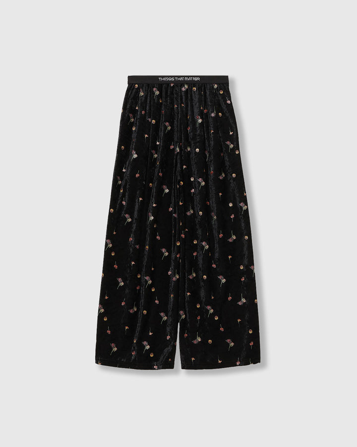 STICKER PRINT VELOUR PANTS