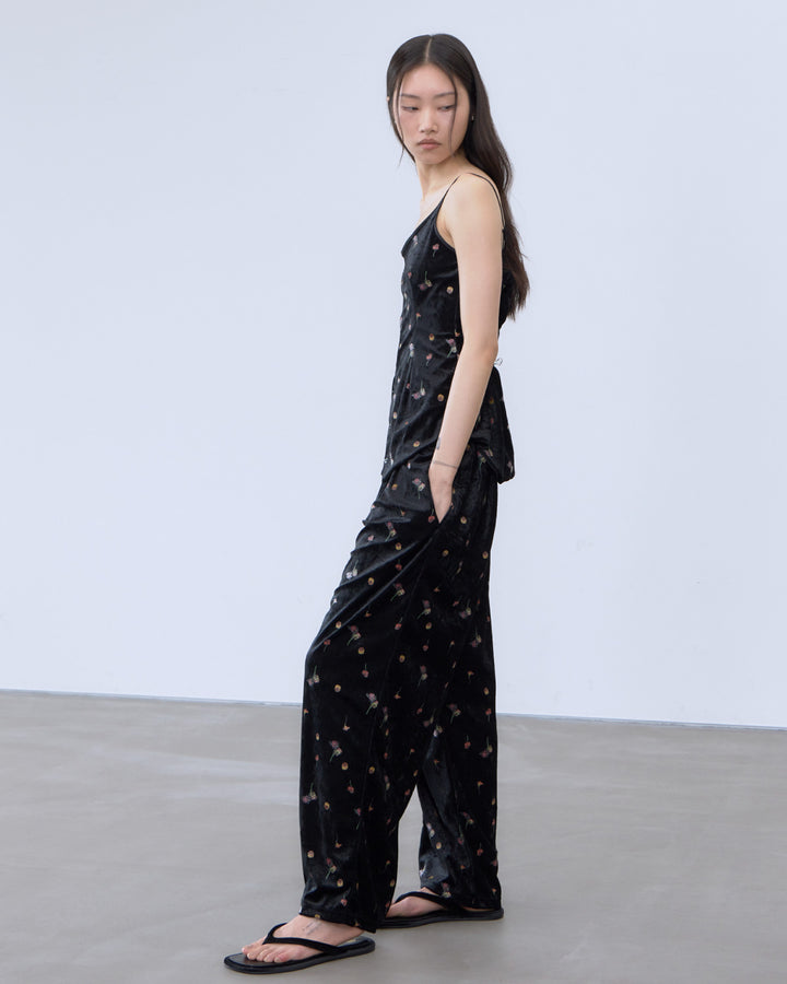 STICKER PRINT VELOUR PANTS