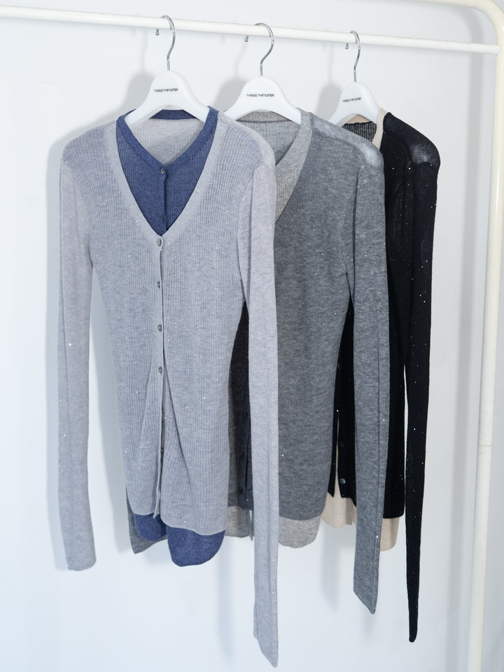 SPARKLE SHEER KNIT CARDIGAN