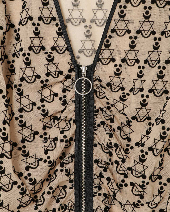 MONOGRAM FLOCKY PRINT TULLE CARDIGAN