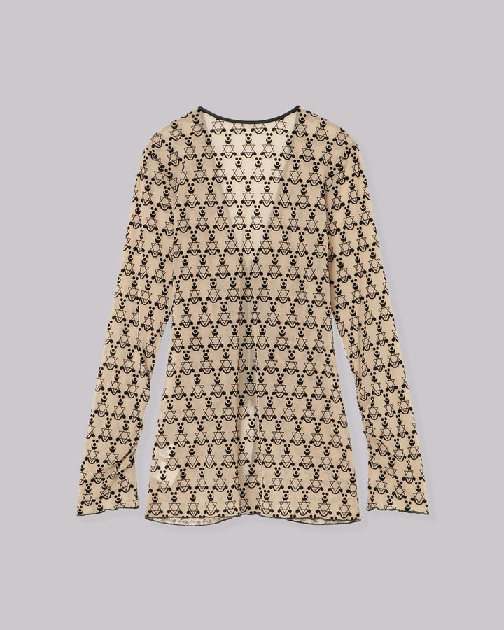 MONOGRAM FLOCKY PRINT TULLE CARDIGAN