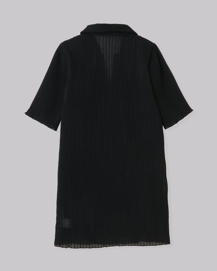 PLEATS RIB SHIRT COLLAR TOPS