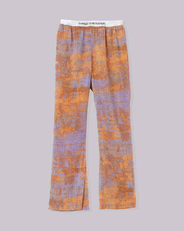PRINT PLEATS RIB  PANTS