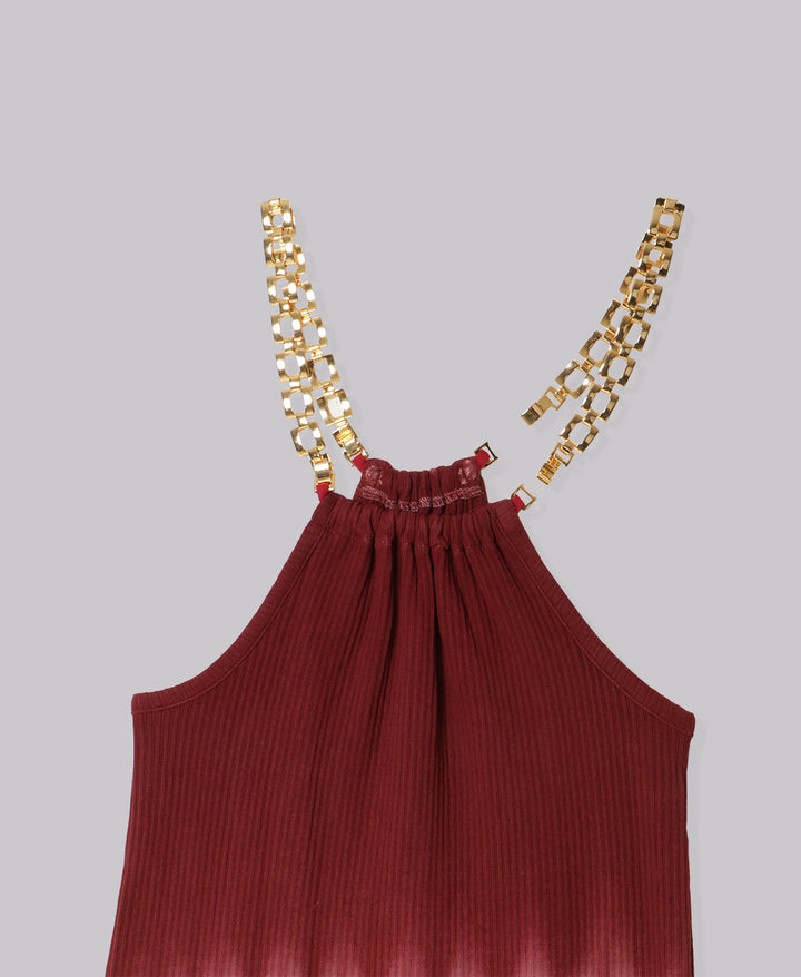 earth+-ing  HALTER NECK CHAIN STRAP TOPS 「泥染め」