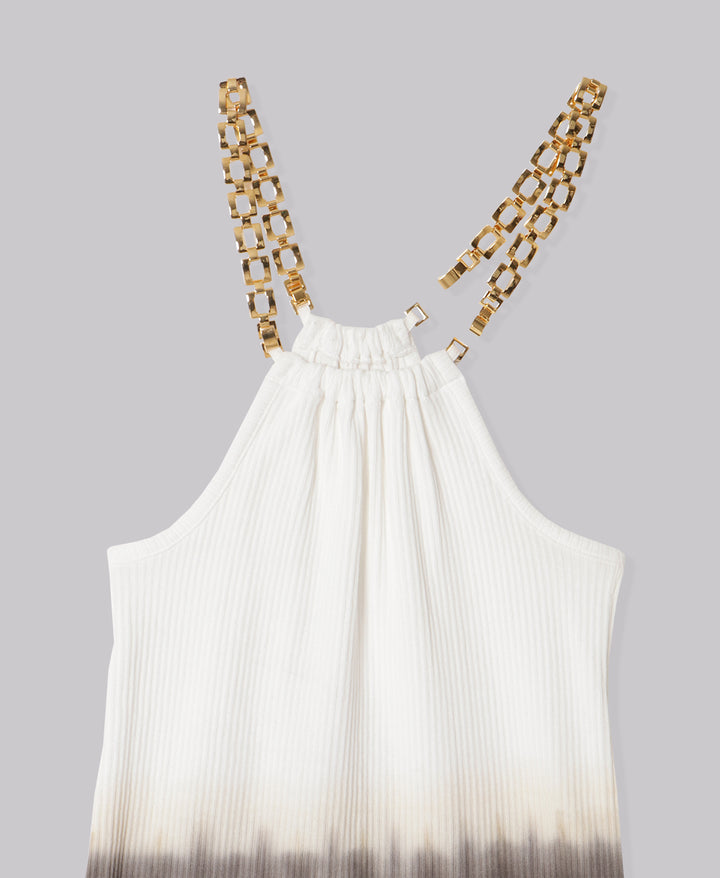 earth+-ing  HALTER NECK CHAIN STRAP TOPS 「泥染め」