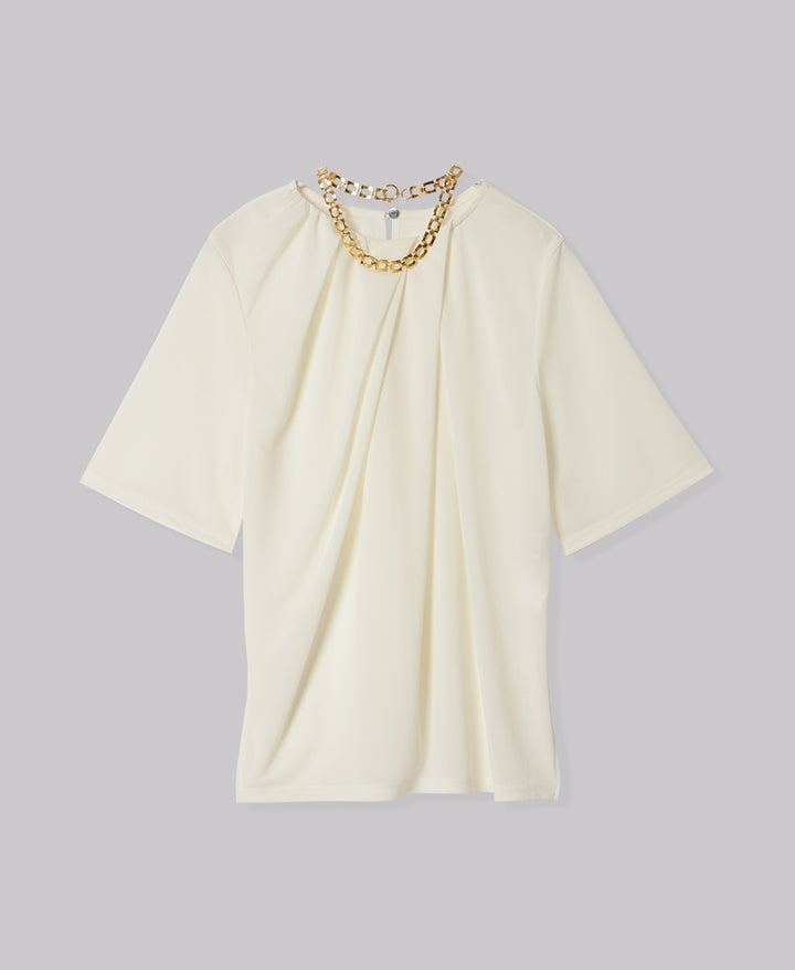 SHEER T-BLOUSE WITH CHAIN