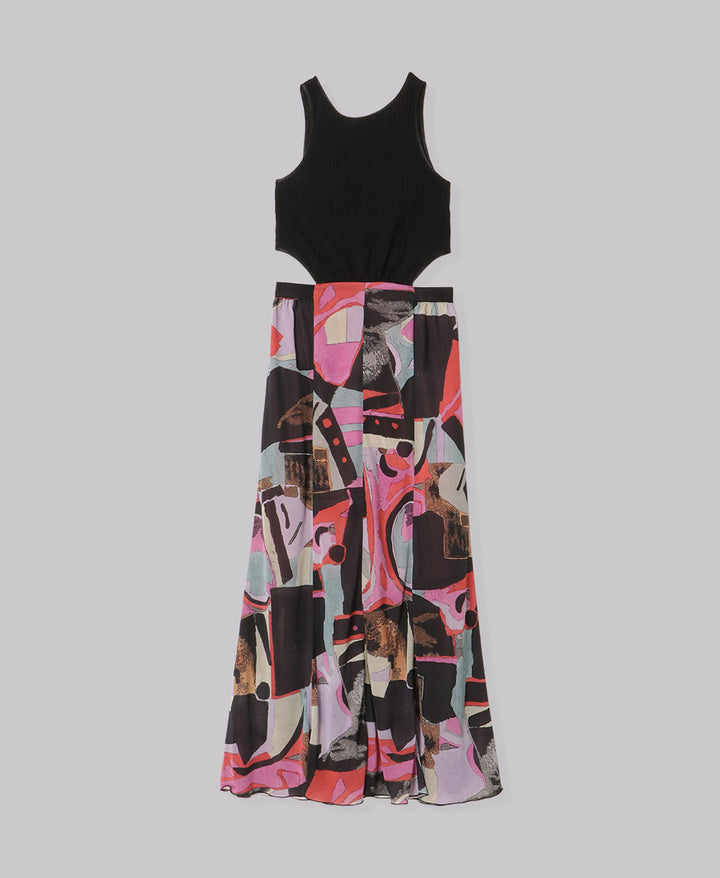 PRINT TANK TOP MAXI FLARE DRESS