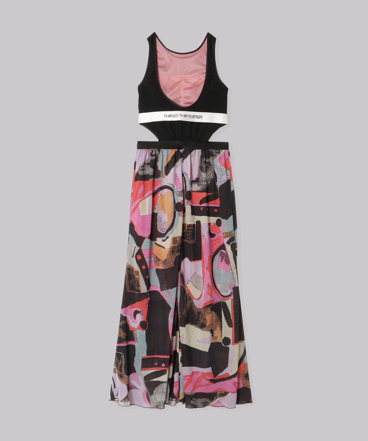 PRINT TANK TOP MAXI FLARE DRESS