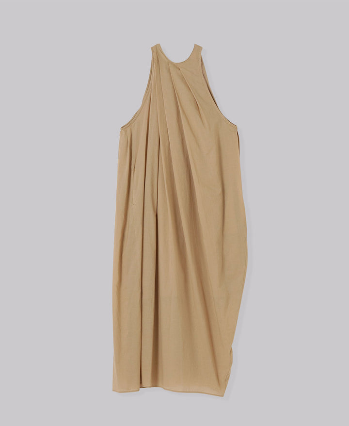 COTTON SILK SLEEVE-LESS MAXI DRESS