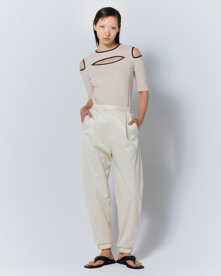 NOTCH DESIGN TERECO RIB HALF SLLEVE TOPS