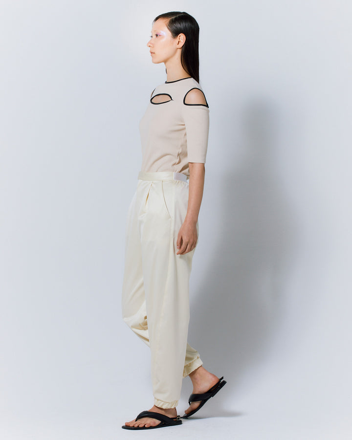 NOTCH DESIGN TERECO RIB HALF SLLEVE TOPS