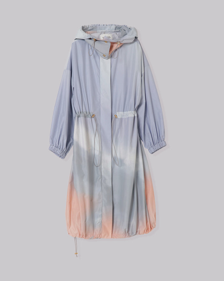 PRINT  VOLUME HOOD COAT