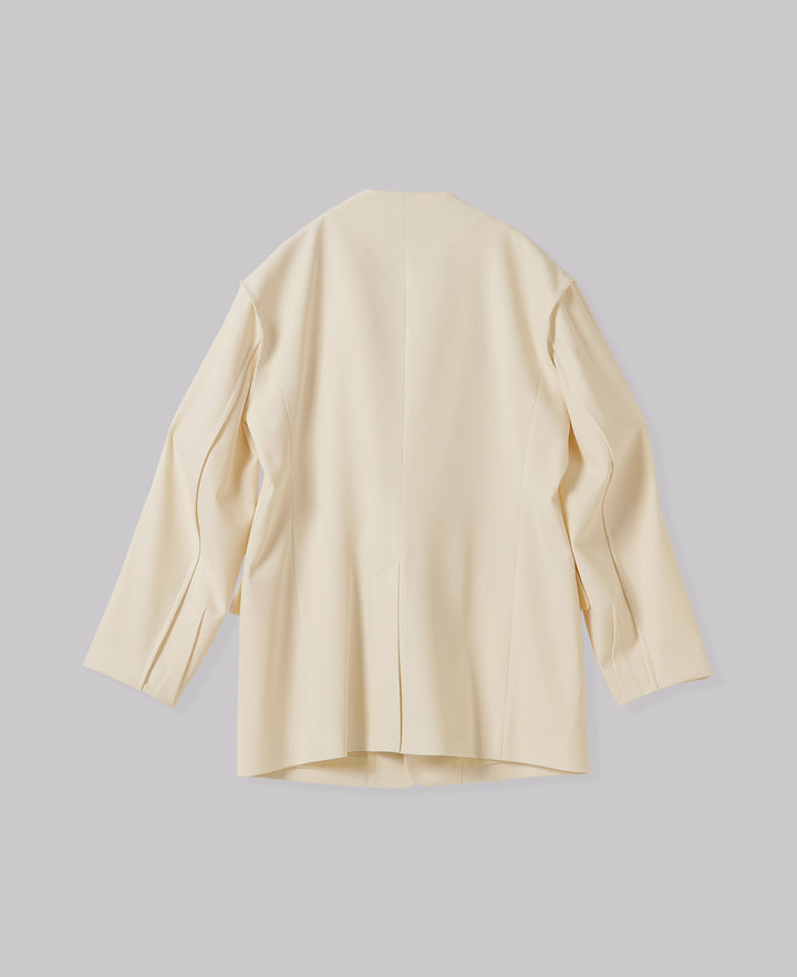 DOUBLE CLOTH COLLARLESS JACKET