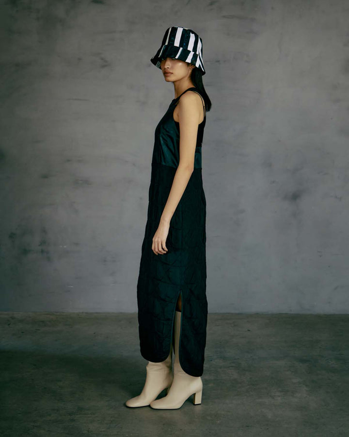 CONFLICTING HALTER NECK DRESS