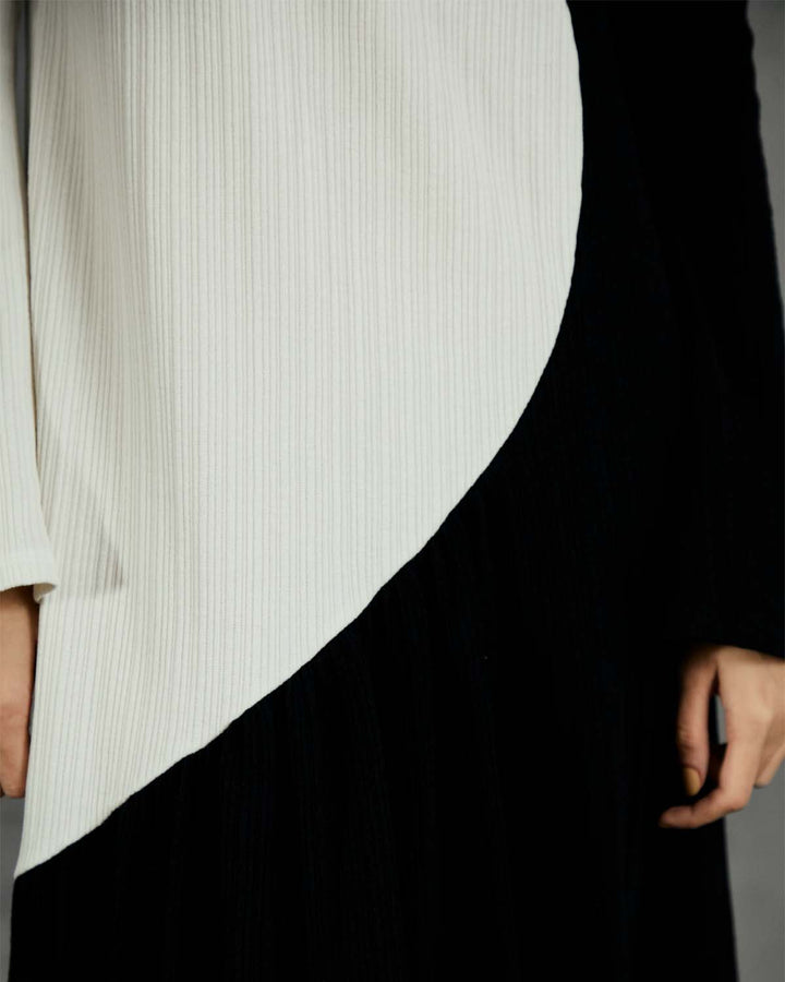 CONTRAST HIGH NECK RIB MAXI DRESS