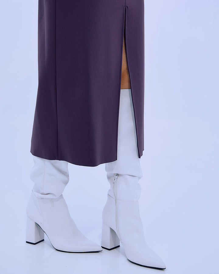 SCUBA JERSEY BACK OPEN MAXI DRESS