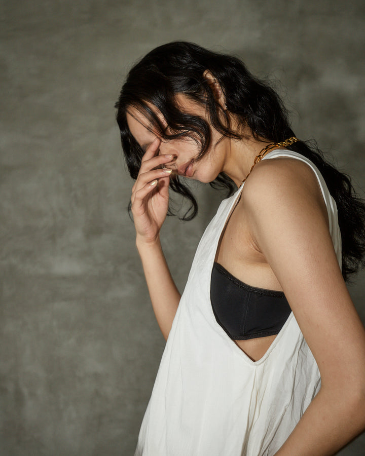 earth+-ing SLEEVE-LESS MAXI DRESS「泥染め」