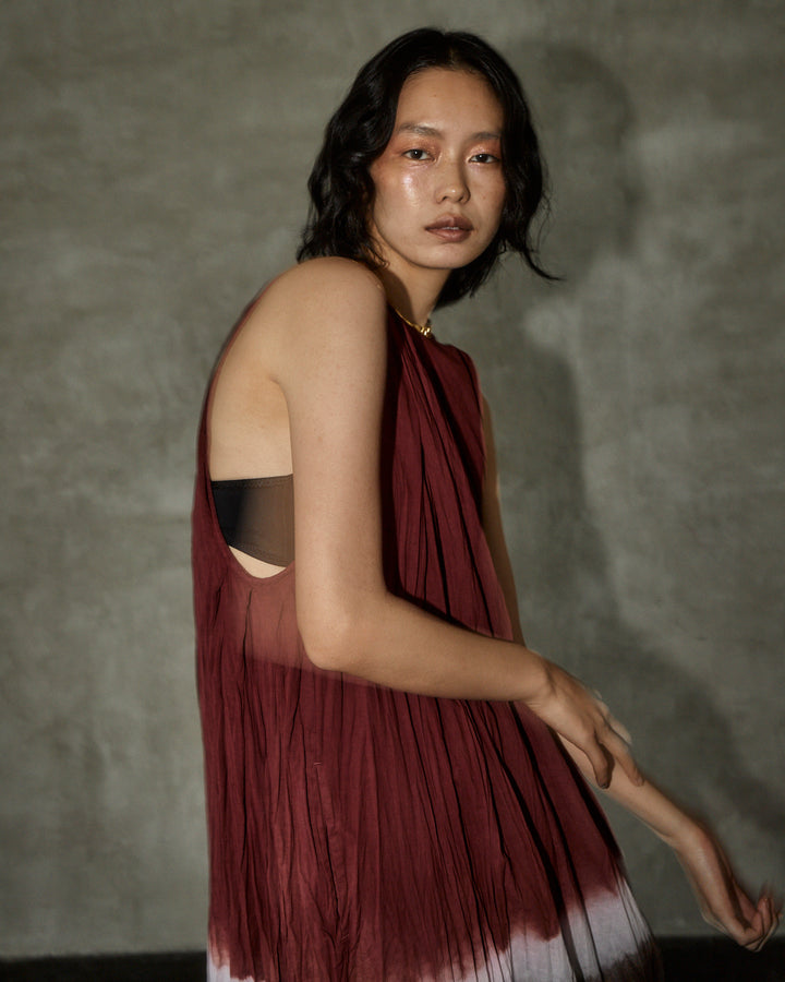 earth+-ing SLEEVE-LESS MAXI DRESS「泥染め」