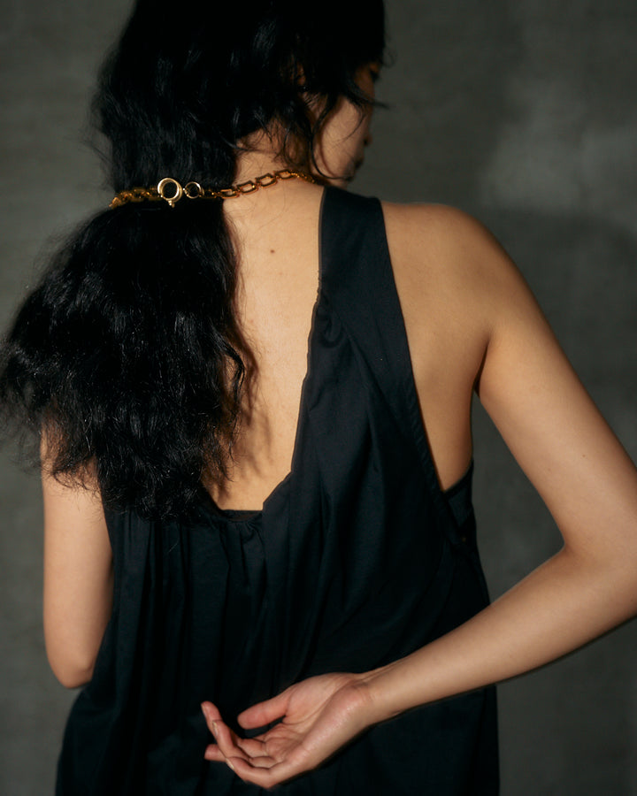 COTTON SILK SLEEVE-LESS MAXI DRESS